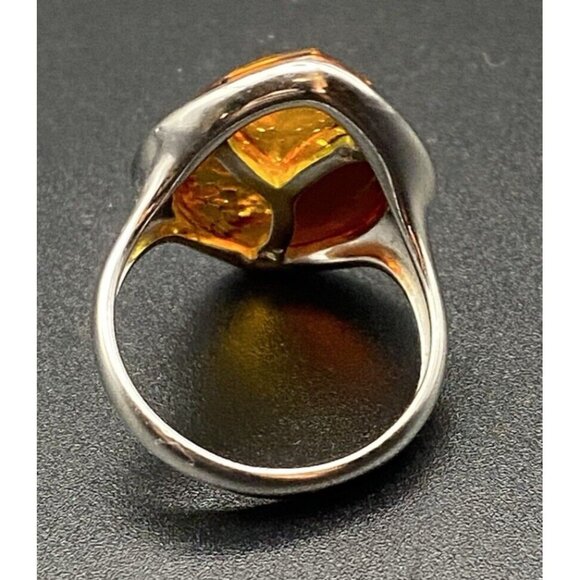 Multi-Color Baltic Amber Ring Size 7.25 925 Sterling Silver 5.4 G 23 h x 17.7 mm - Picture 6 of 16